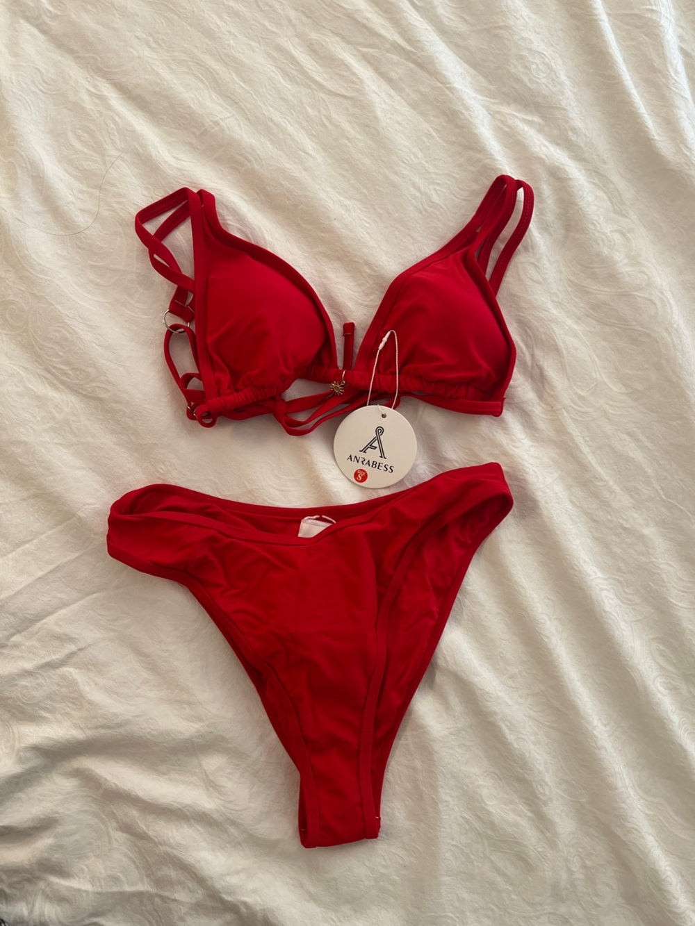 Red Triangle Bikini with Double Shoulder Strap